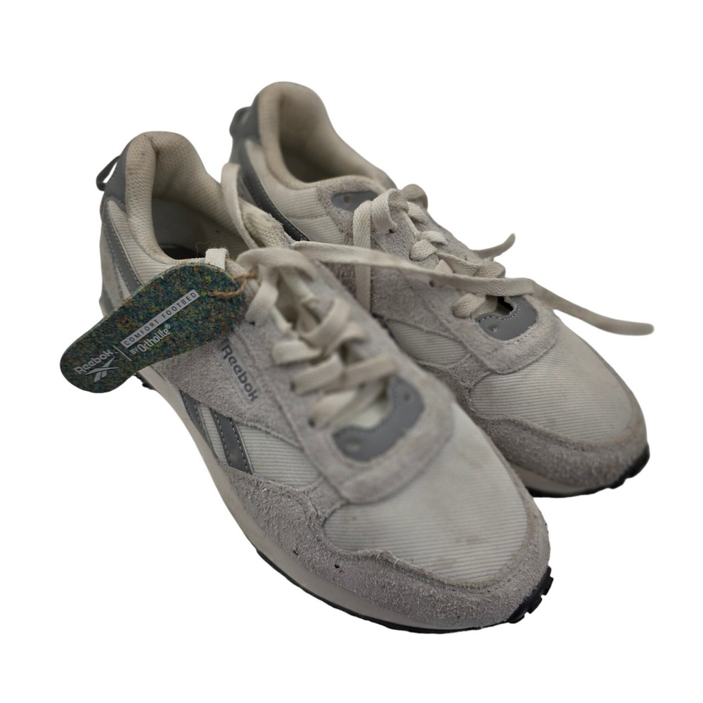 Reebok Womens Grey White Suede Textile Low Top Sneakers Size 8.5 FFC0127923 O1
